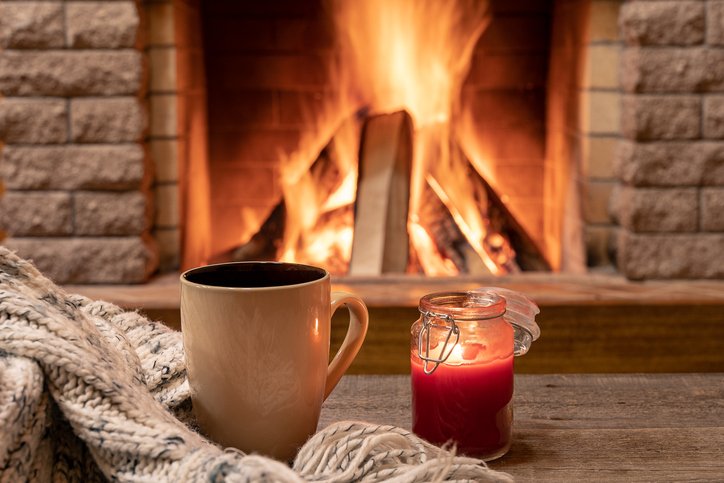 Cozy fireplace in a living room