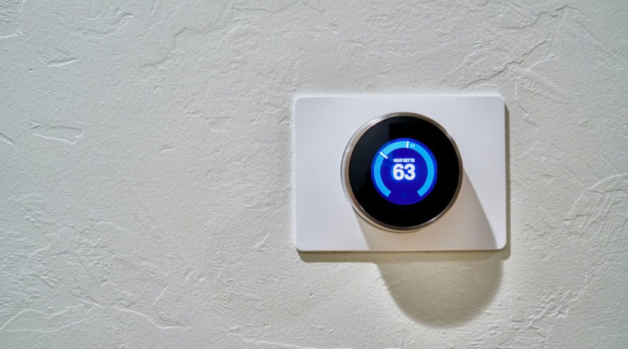 Thermostat on a wall